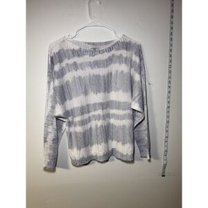 Sioni Women's Large Blue White Striped Knit Sweater Lightweight Pullover Top L